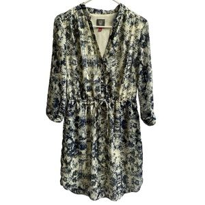 Vince Camuto Snakeskin VNeck Tie Front Shirt Dress Size 6